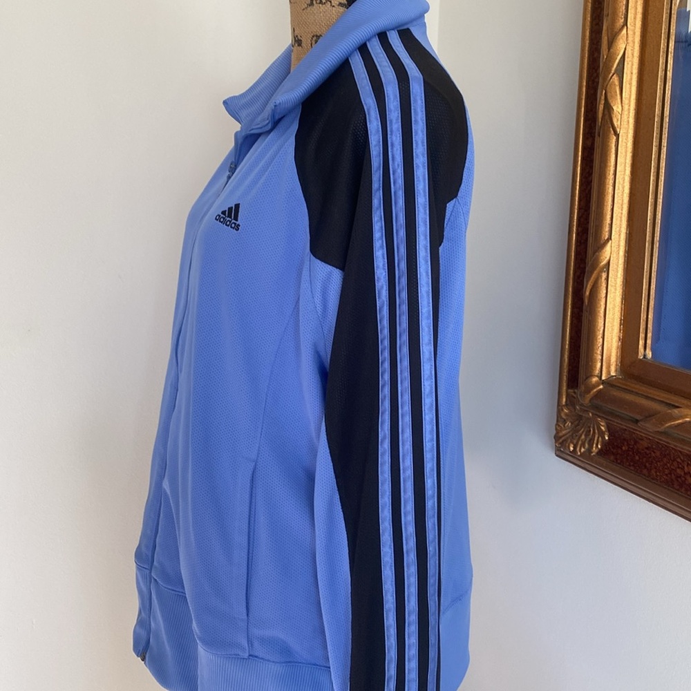 Adidas Track Blue Jacket  Zipper 3 Stripes Elastic Trim Lightweight Women`s XL - Picture 3 of 7